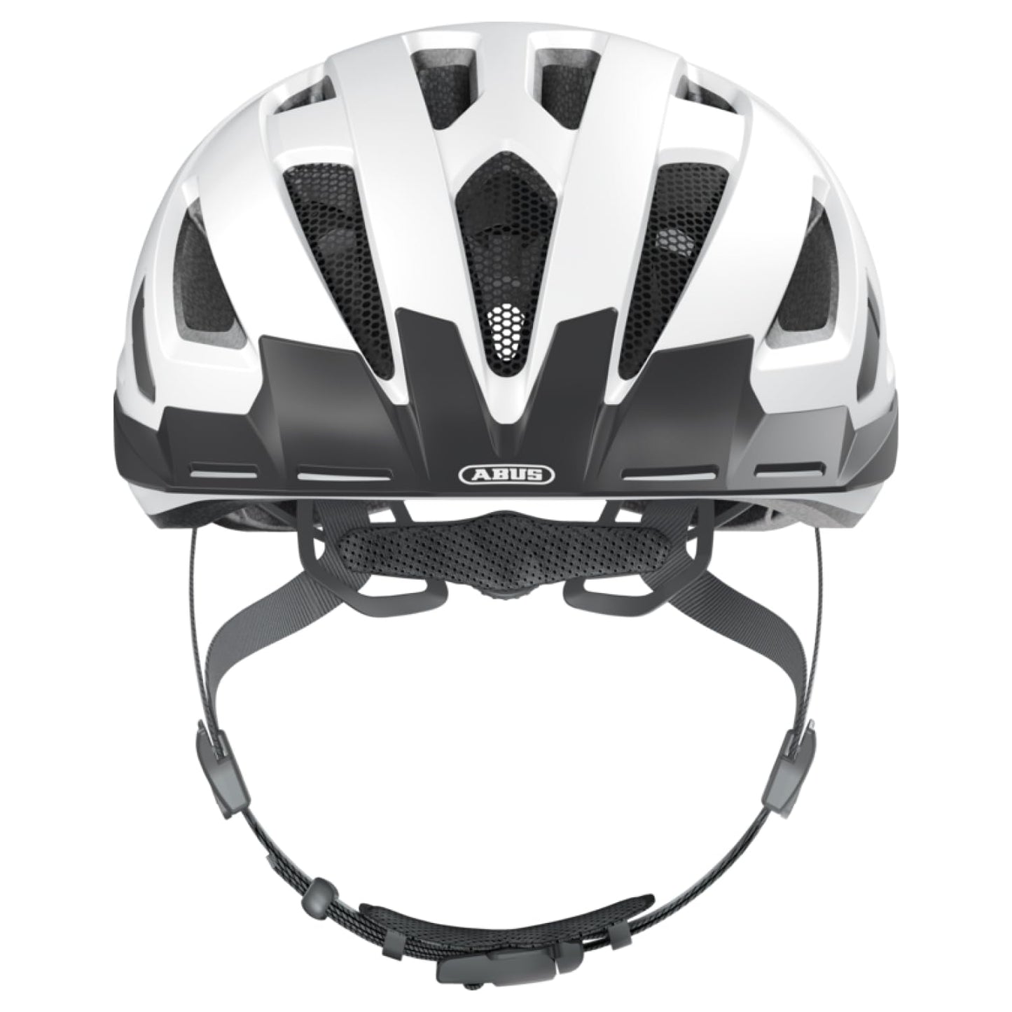ABUS city helmet Urban-I 3.0 - bicycle helmet with rear light, peak and magnetic fastener - for men and women - white, size M - 86859