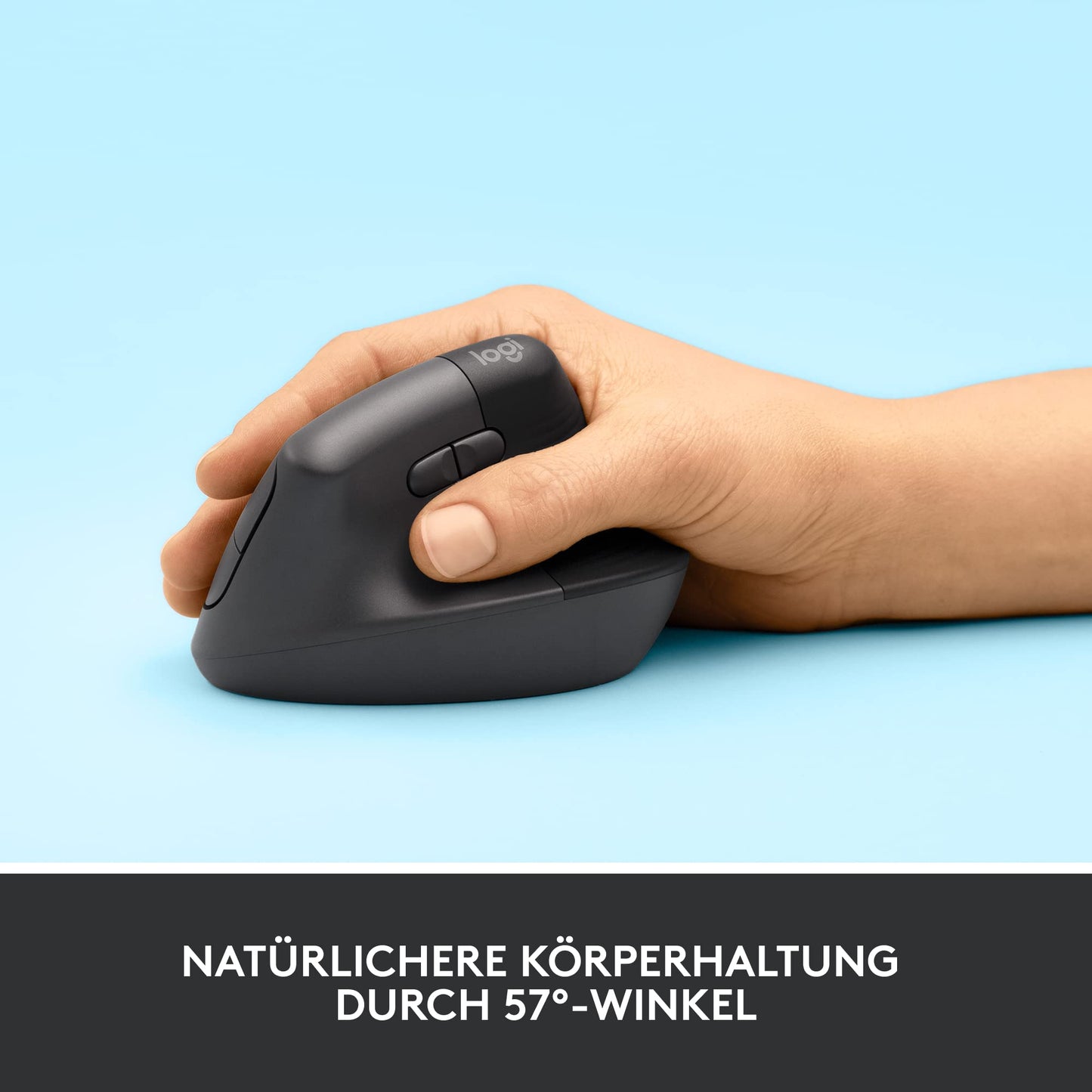 Logitech Lift Vertical Ergonomic Mouse, Wireless, Bluetooth or Logi Bolt USB Receiver, Quiet Clicks, 4 Buttons, Compatible with Windows/macOS/iPadOS, Laptop, PC - Gray - 910-006473