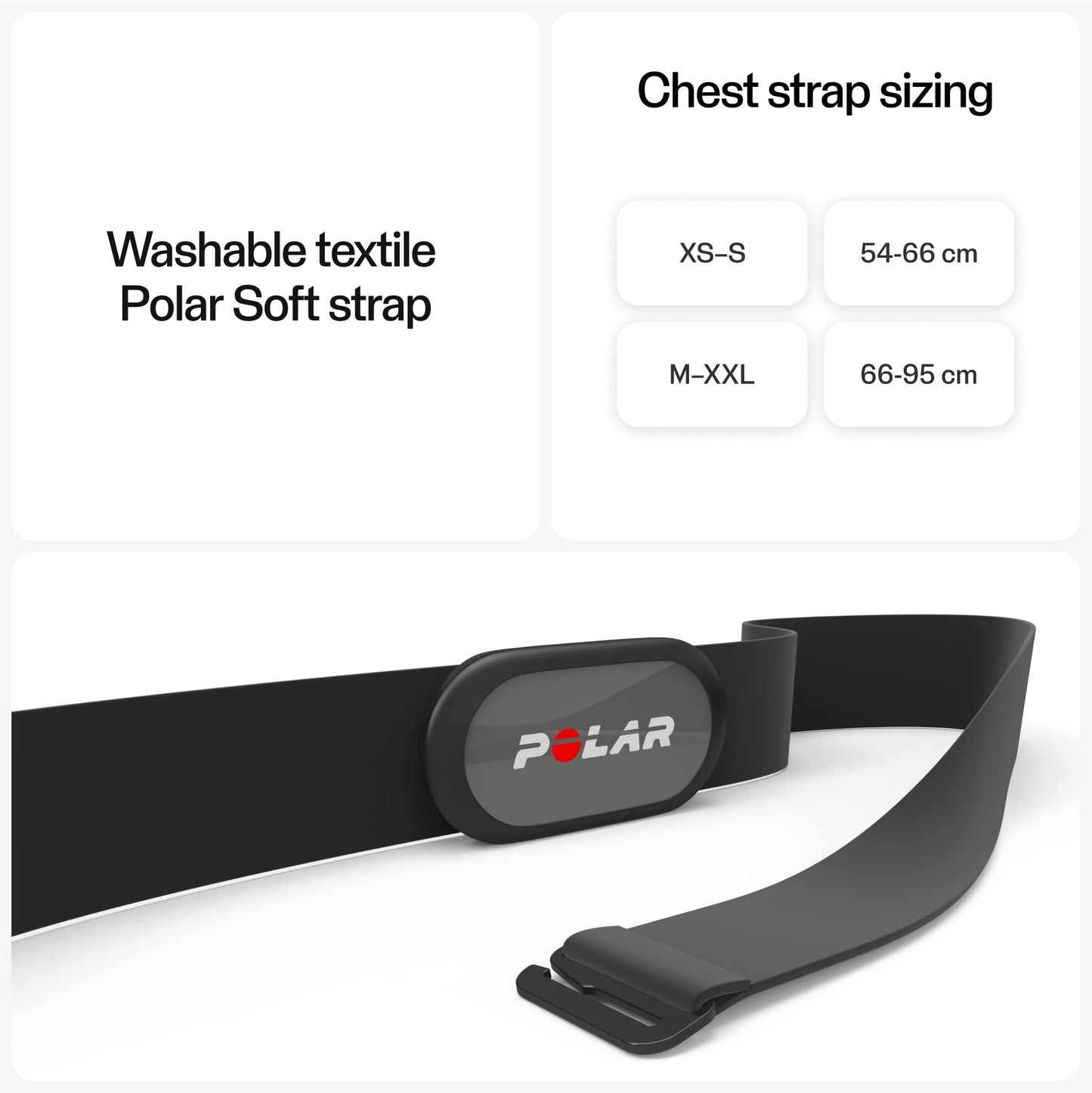 Polar H9 Heart Rate Sensor - ANT+/Bluetooth - Waterproof HR Sensor with Soft Chest Strap for Fitness Training, Cycling, Running, Outdoor Sports, M-XXL, Black-Grey, M-XXL - 92081565