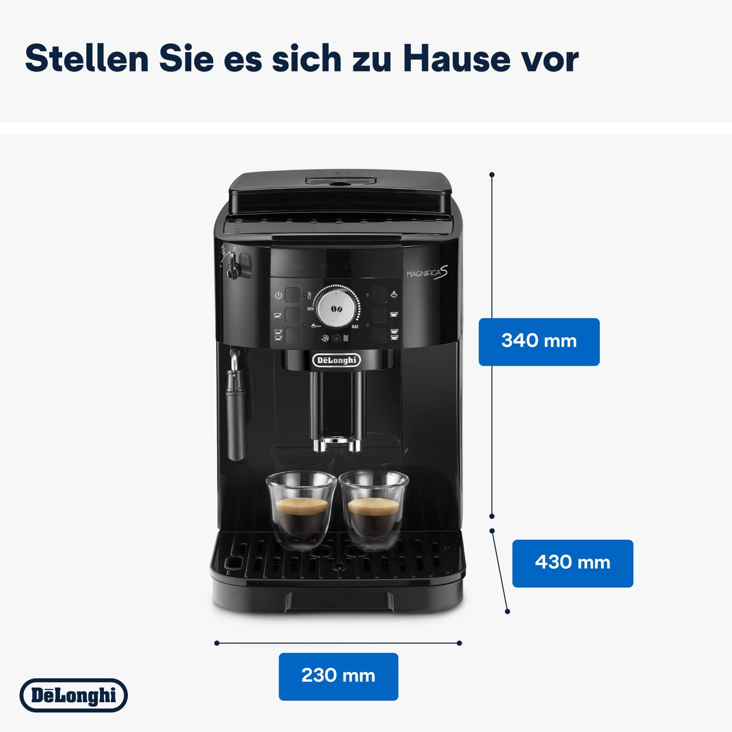 De’Longhi Magnifica S - Perfetto fully automatic coffee machine with classic milk frother, espresso and cappuccino coffee machine, control panel with buttons, black (ECAM11.112.B)