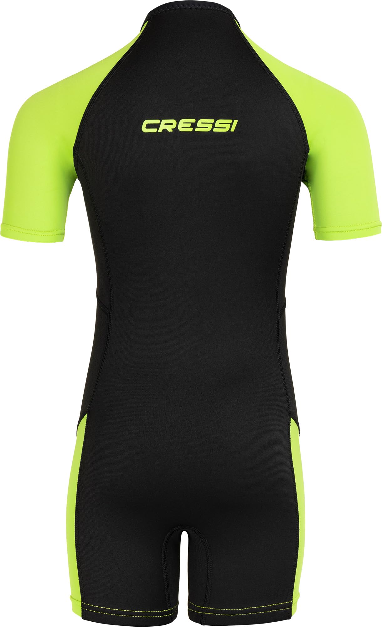 Cressi Shorty 2mm children's wetsuit - children's swimming suit with UV, cold protection, jellyfish protection - swimming suit for girls and boys - black/lime - 11/12 years - XDG003307