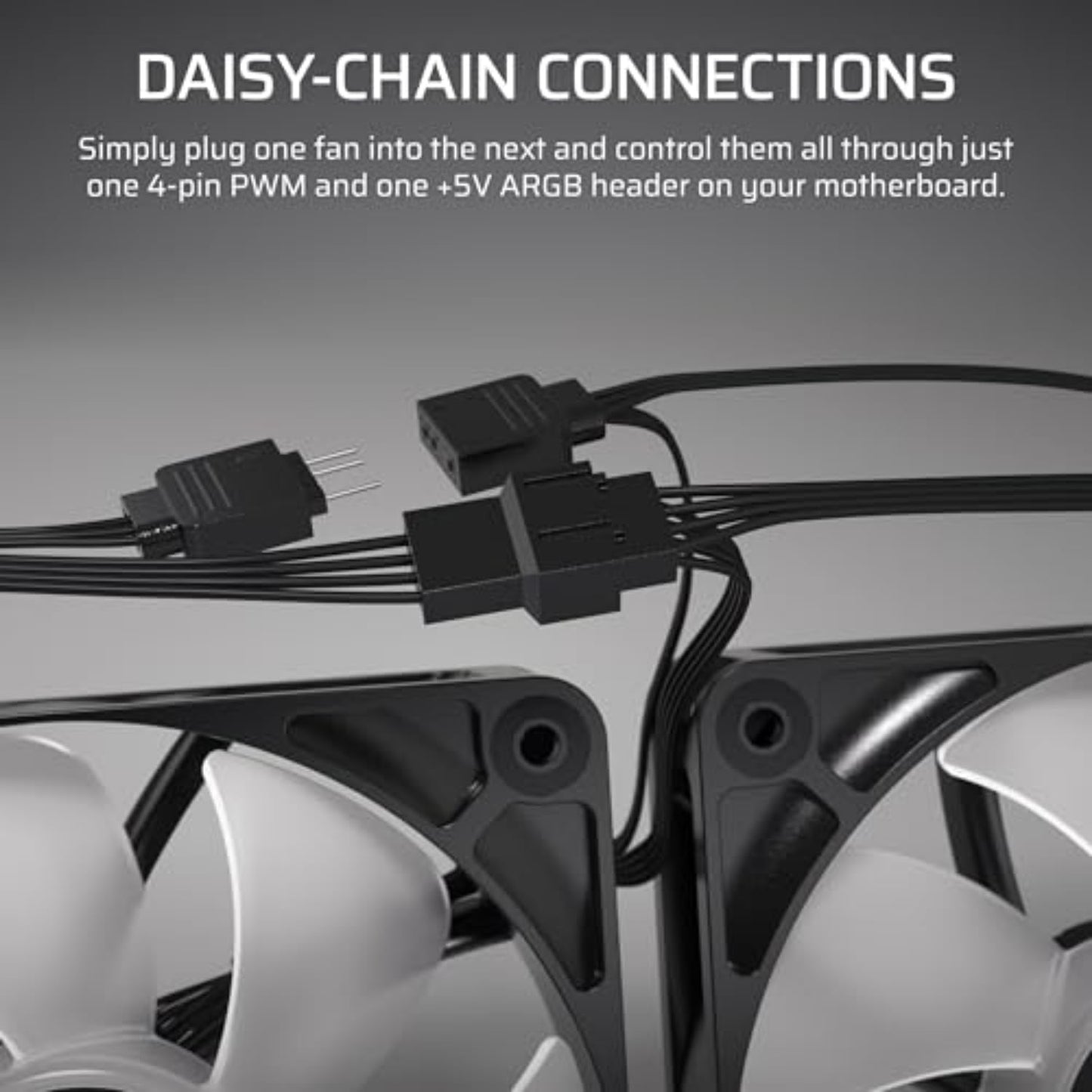 CORSAIR RS120 ARGB 120mm PWM Fan - Daisy Chain Connection - Low Noise - Magnetic Dome Bearing - Three Pack - Black - CO-9050181-WW