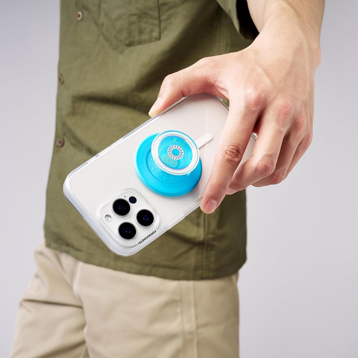 PopSockets Mobile Phone Grip for MagSafe, Magnetic Holder, Mobile Phone Stand, Blue - Opalescent Blue - 806891