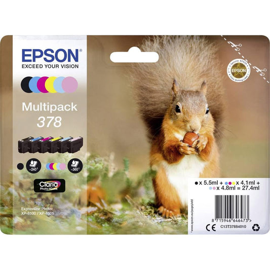 Epson 378 Squirrel Genuine Multipack, 6-colours Ink Cartridges, Claria Photo HD Ink - C13T37884010