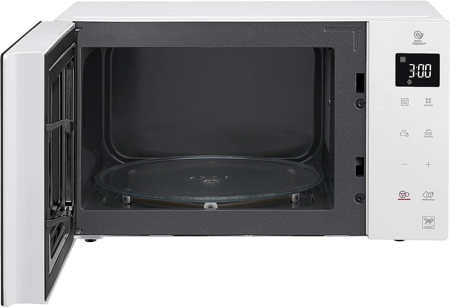 LG MS23NECBW solo microwave (23 L, 1000 W) with 28 automatic programs (LED display, Smart Inverter technology, easy to clean), white