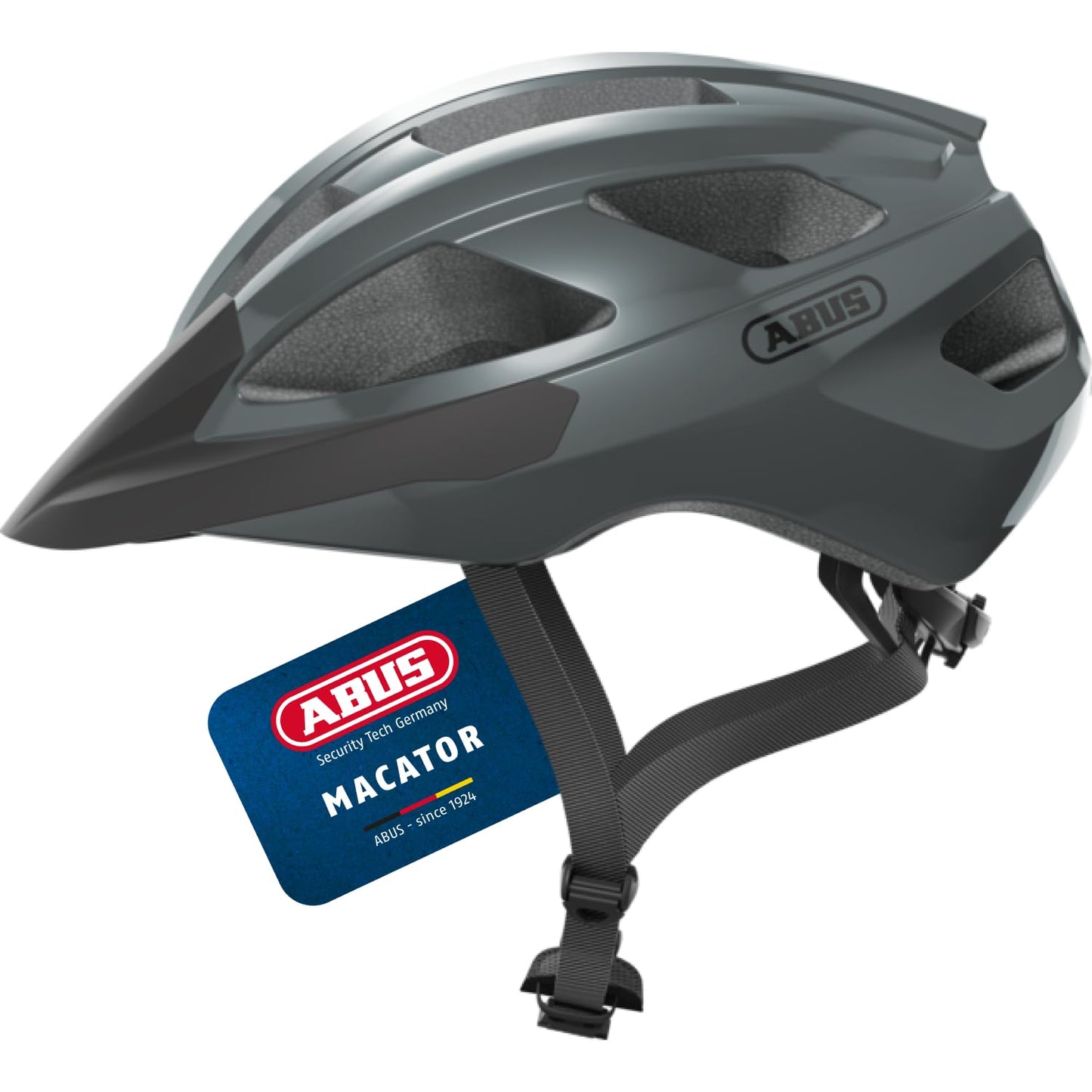 ABUS road bike helmet Macator - sporty bike helmet for beginners - also for pigtail wearers - for men and women - shiny gray, size S - 67328