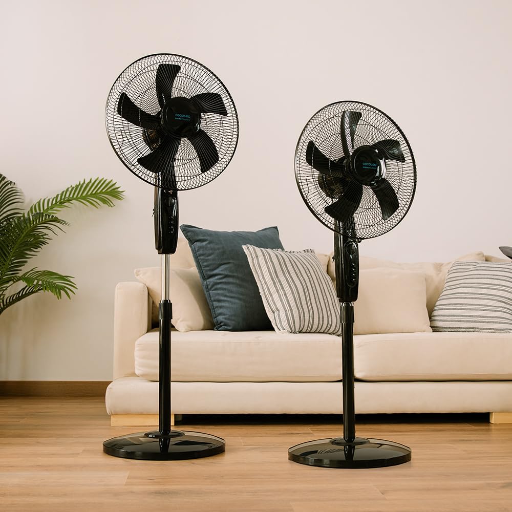Cecotec pedestal fan EnergySilence 515 MaxFlow Black, 45W, diameter of 16", 5 blades, 1h timer, 3 speeds and automatic oscillation, height adjustable up to 135cm - 08299
