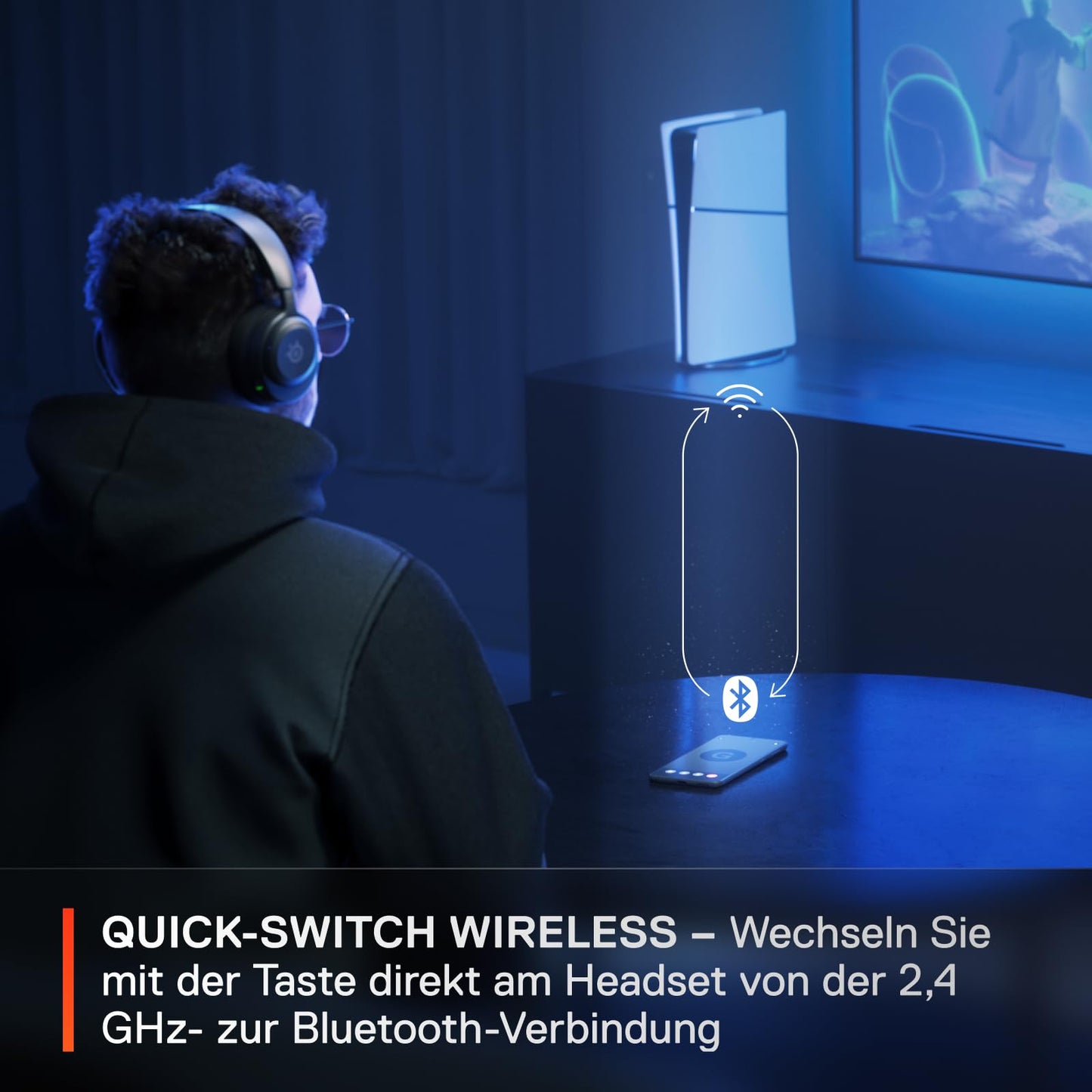 SteelSeries Arctis Nova 5P Wireless PS5 Gaming Headset - For PS5, PC, Mobile Phone - Magnetic Neodymium Drivers - 100+ Audio Presets - 60 Hours Battery Life - 2.4 GHz or BT-ClearCast Gen2.X Mic - 61673