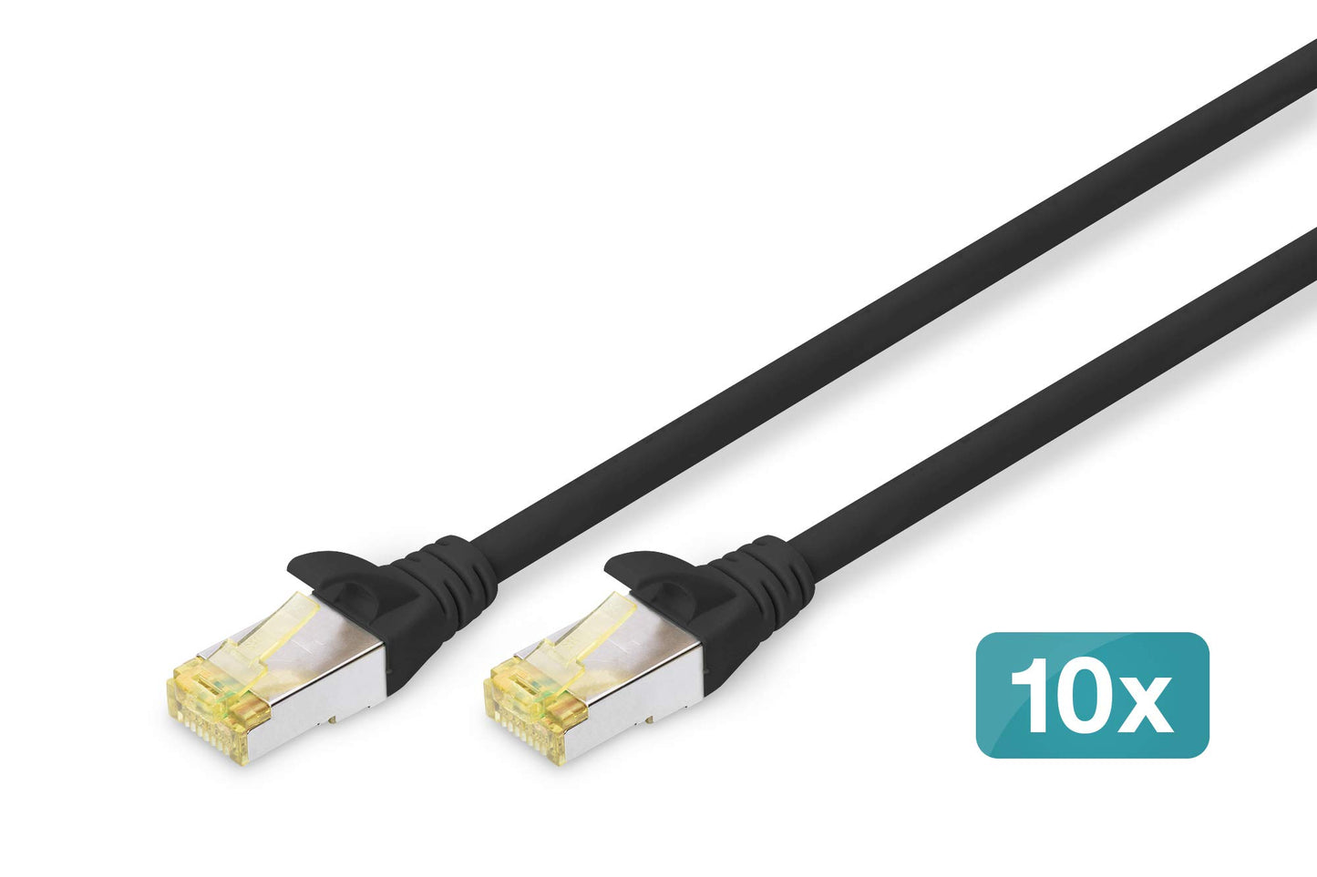 DIGITUS LAN cable Cat 6A – 2 m – 10 pieces – S/FTP shielded – black - DK-1644-A-020-BL-10
