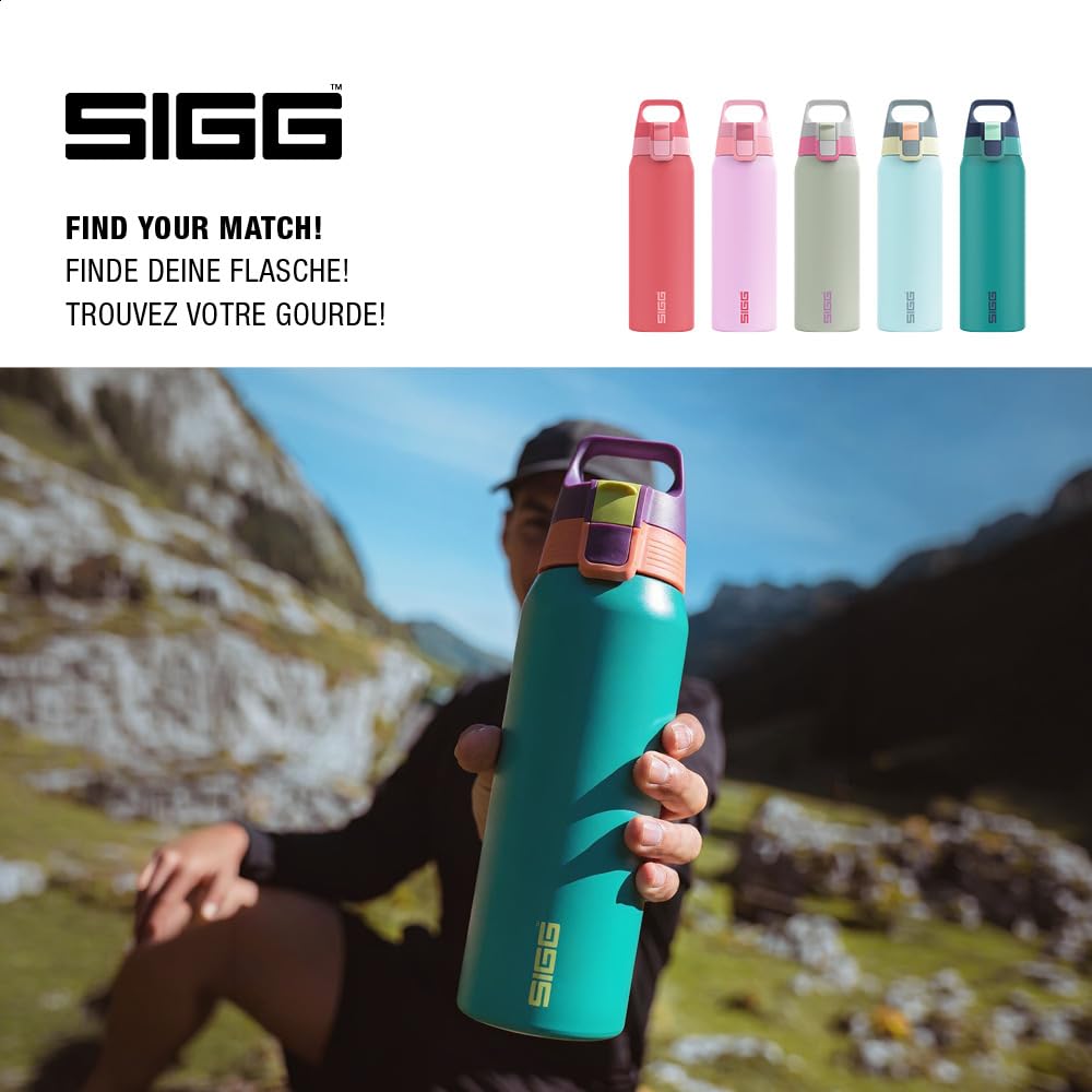SIGG - Insulated drinking bottle - Thermos bottle Shield Therm One Multicolor Reef - carbonated drinks - leak-proof - dishwasher safe - BPA-free - 90% recycled stainless steel - turquoise - 0.75L - 6228.20