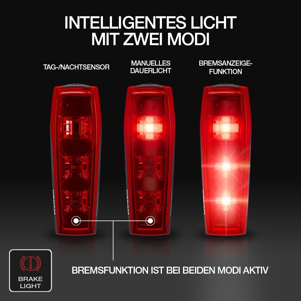 OSRAM LEDsBIKE Race 100 Set, rechargeable bicycle light set, StVZO-approved front and rear LED light set with brake light, multiple lighting modes, THREE brightness levels, 100 lux - LEDBL103