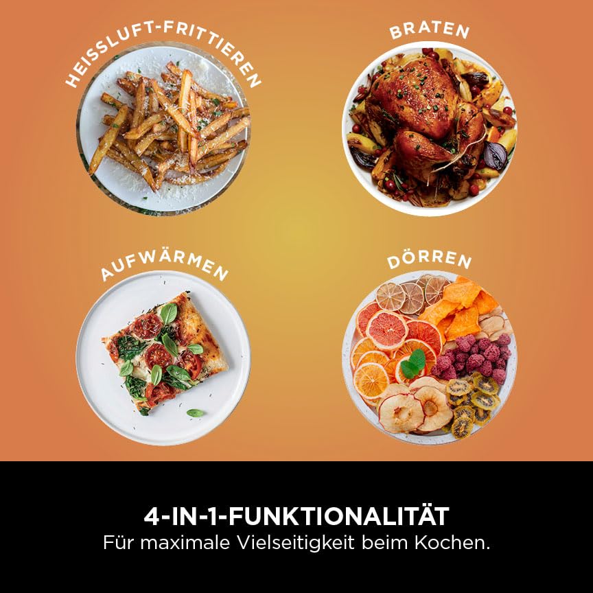 Ninja PRO Air Fryer Heißluftfritteuse, 4,7L Airfryer, Einzelkorb-Heißluftfritteuse, 4-in-1, pentru 1-2 porții, digital, gătire din congelat, sertar antiaderent & coș Crisper, negru AF140EU