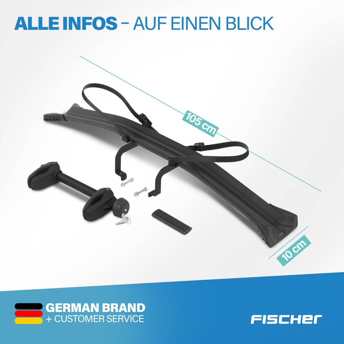 Fischer extension set for RoadLine Black bike rack, including mounting material, for a 3rd bike, black - 103812