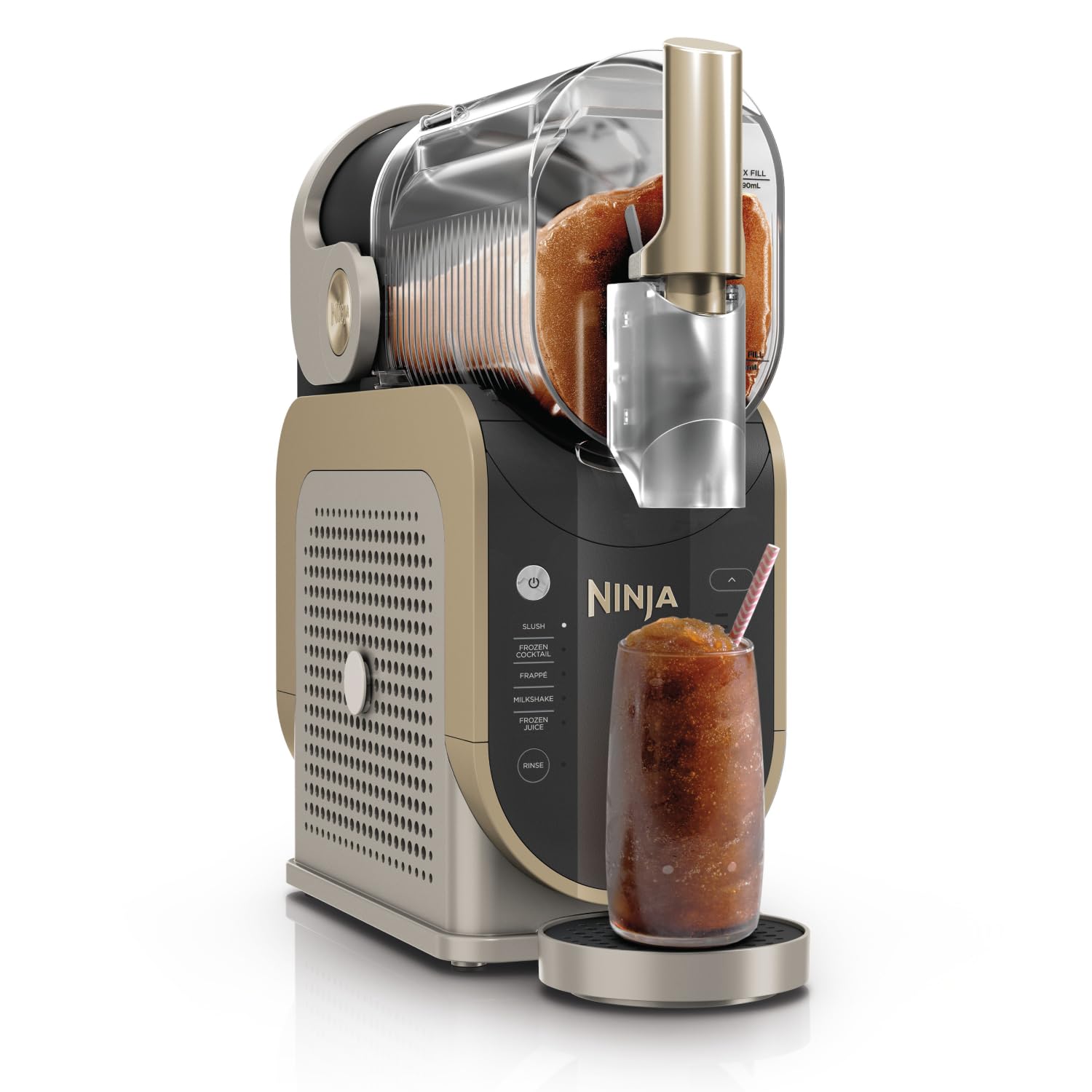 Ninja SLUSHi machine for slush, ice cocktails, frappé, milkshakes & frozen juice, without ice or preparation effort, WhisperChill technology, holds 1.9 L, Stone Gold, FS301EUSTGD