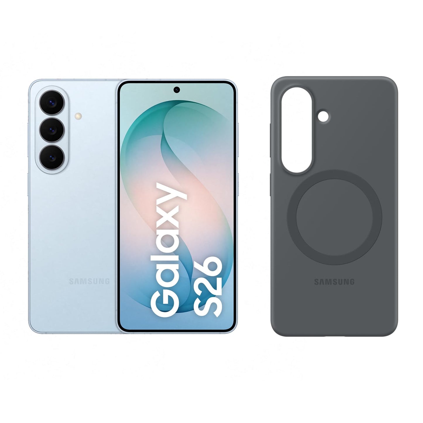 Samsung Galaxy S26 AI smartphone with Galaxy AI, no contract, mobile phone with Android, 12 GB RAM, 512 GB storage, AP processor, Sky Blue, 3 year manufacturer's warranty, including silicone magnet case - F-MS942BZKGAMZ