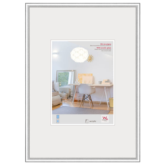 walther design picture frame silver 50 x 60 cm with artificial glass, New Lifestyle plastic frame KVX060S