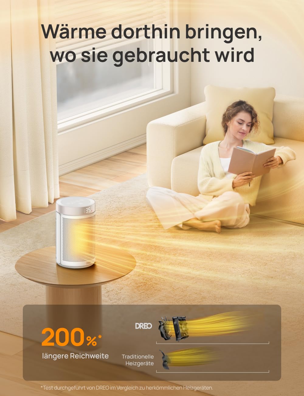 Dreo Energy-Saving Heater, 34 dB Quiet 1500W Electric PTC Ceramic, Thermostat, 3 Modes 3 Speeds, Overheat & Tip-Over Protection, 12 Hour Timer, Electric Heater for Rooms Bedroom - DR-HSH026