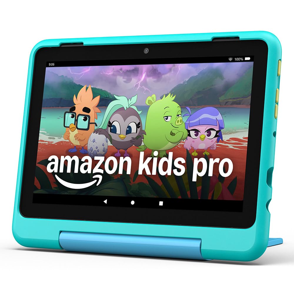 Amazon Fire HD 8 Kids Pro tablet (latest generation), for children aged 6-12. | 3GB RAM, 8" HD screen, ad-free content, parental controls, 13h battery life, 32GB, teal (2024) - R24SB8