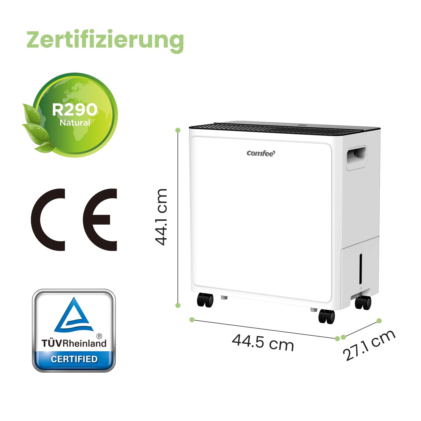 COMFEE CDDAE-30DEN7-QA3 Dehumidifier 30L/day for up to 73㎡, 3 liter tank, rotating wheels, drying mode, noise reduction, automatic defrost