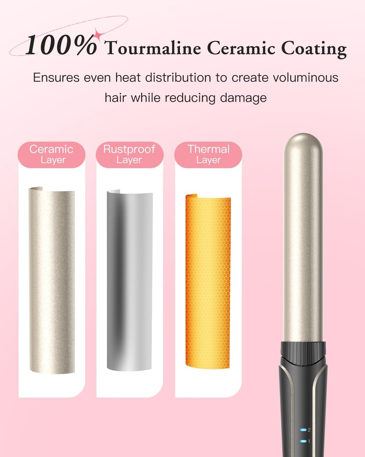 Curling iron set 5 in 1 wave iron - curling irons 3 barrels for large no curls ceramic hair curlers with various attachments temperature adjustment quick heating with glove and 2 clips - MD-J18