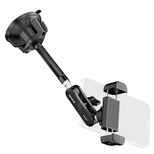 NEEWER Car Mobile Phone Holder 360° Rotating Vacuum Suction Cup Metal Mobile Phone Holder with Extended Magic Arm Compatible with iPhone Samsung, for Windscreen Skylight Glass Navigation Video, PA137