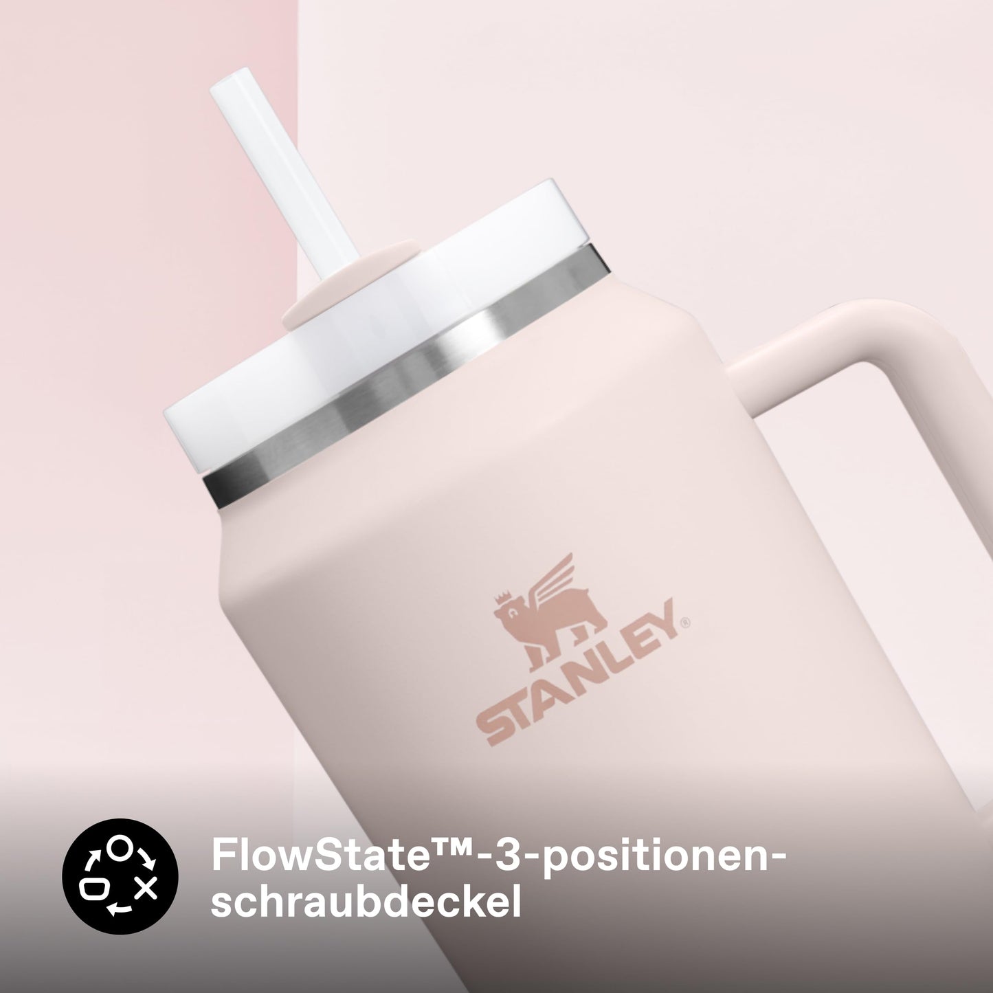STANLEY 1913 Quencher H2.0 FlowState drinking bottle with straw 1.9L - Thermo mug Cools for 15 hours - 60 hours Ice cold - Dishwasher safe - Thermos bottle BPA free - Drinking cup - Rose Quartz - 100000112504