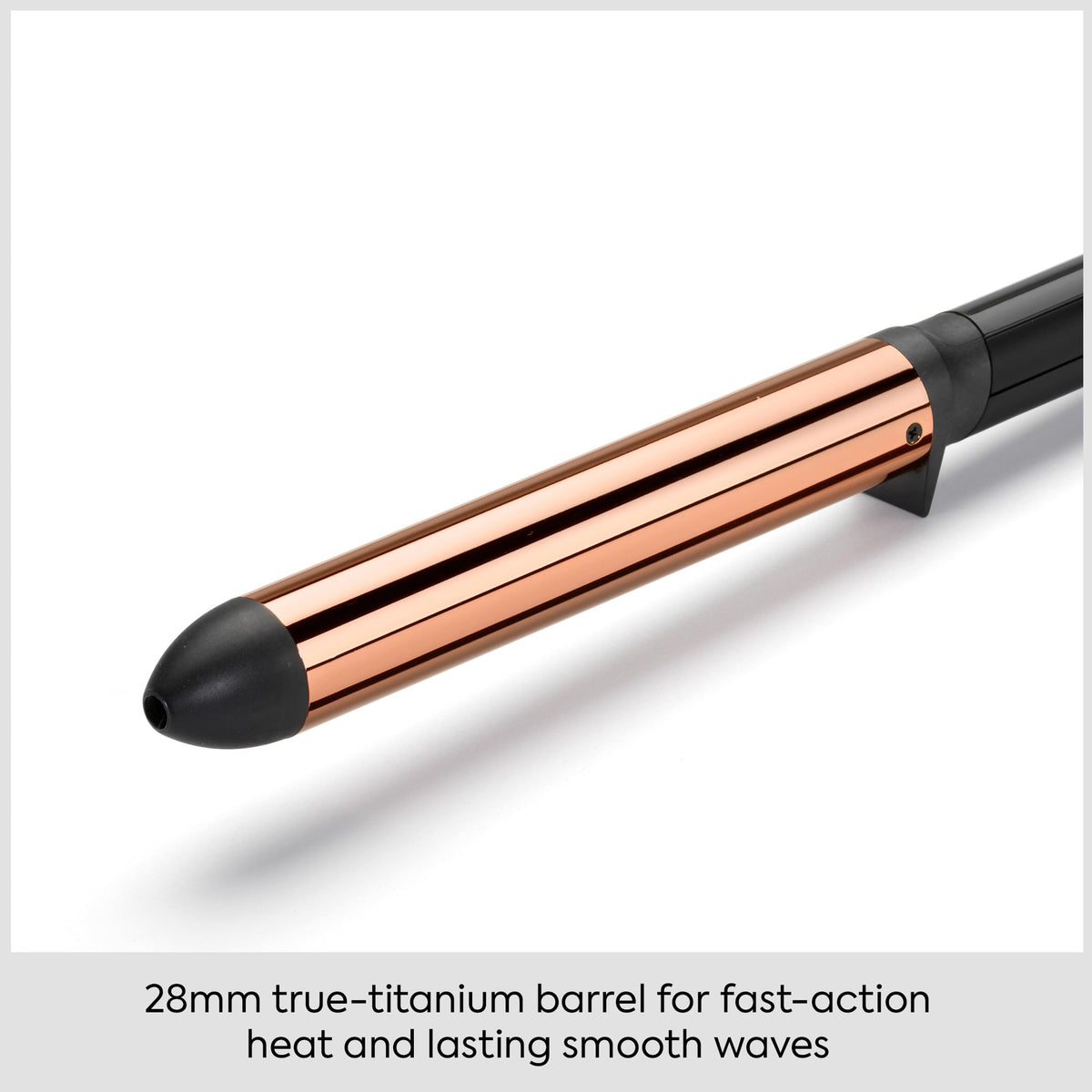 BaByliss Titan Wave Wand, durable waves effortlessly, 28 mm genuine titanium barrel, quick heating, up to 210 C, black - 2356U