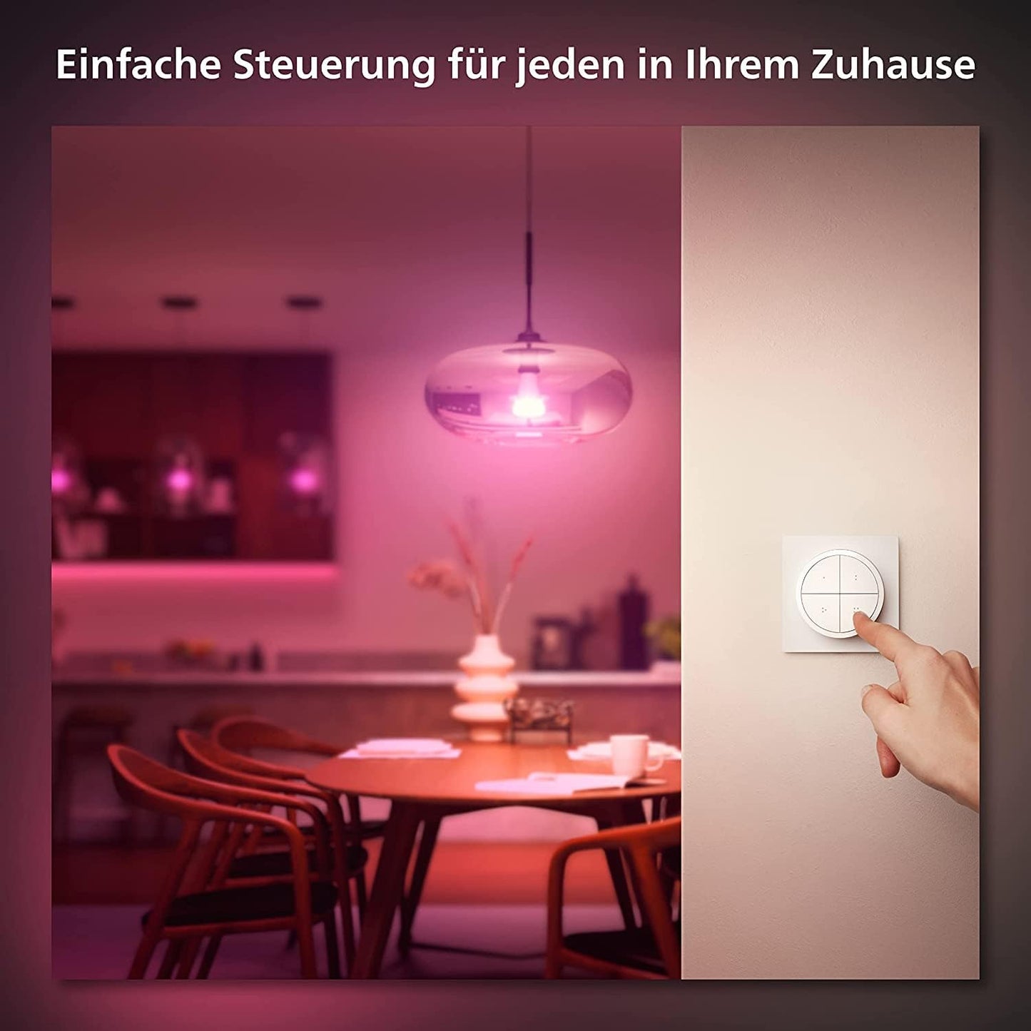 Philips Hue Tap Dial switch for Hue lighting systems, smart dimmer for controlling lights, wireless light switch without installation, white - 929003500101