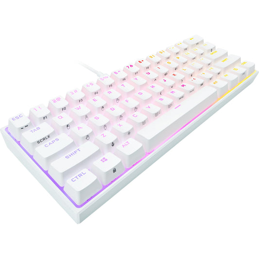 Corsair K65 RGB MINI 60% Mechanical Gaming Keyboard (Customizable RGB Lighting for Individual Keys, Mechanical CHERRY MX SPEED Switches, PBT Double-Shot Keycaps, AXON Technology) QWERTZ, White - CH-9194114-DE