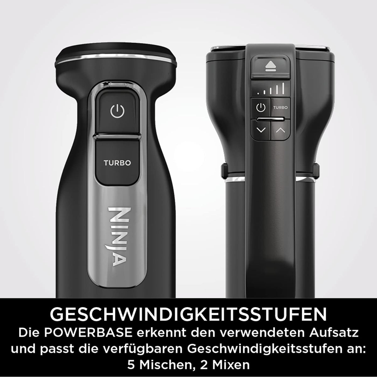 Ninja Foodi 3-in-1 Stabmixer, Handmixer & Zerkleinerer, cu pornire treptată, 2 viteze de amestecare și 5 viteze de frământare pentru tocat, amestecat, frământat și multe altele, lavabil în mașina de spălat vase, 850W, Negru CI100EU