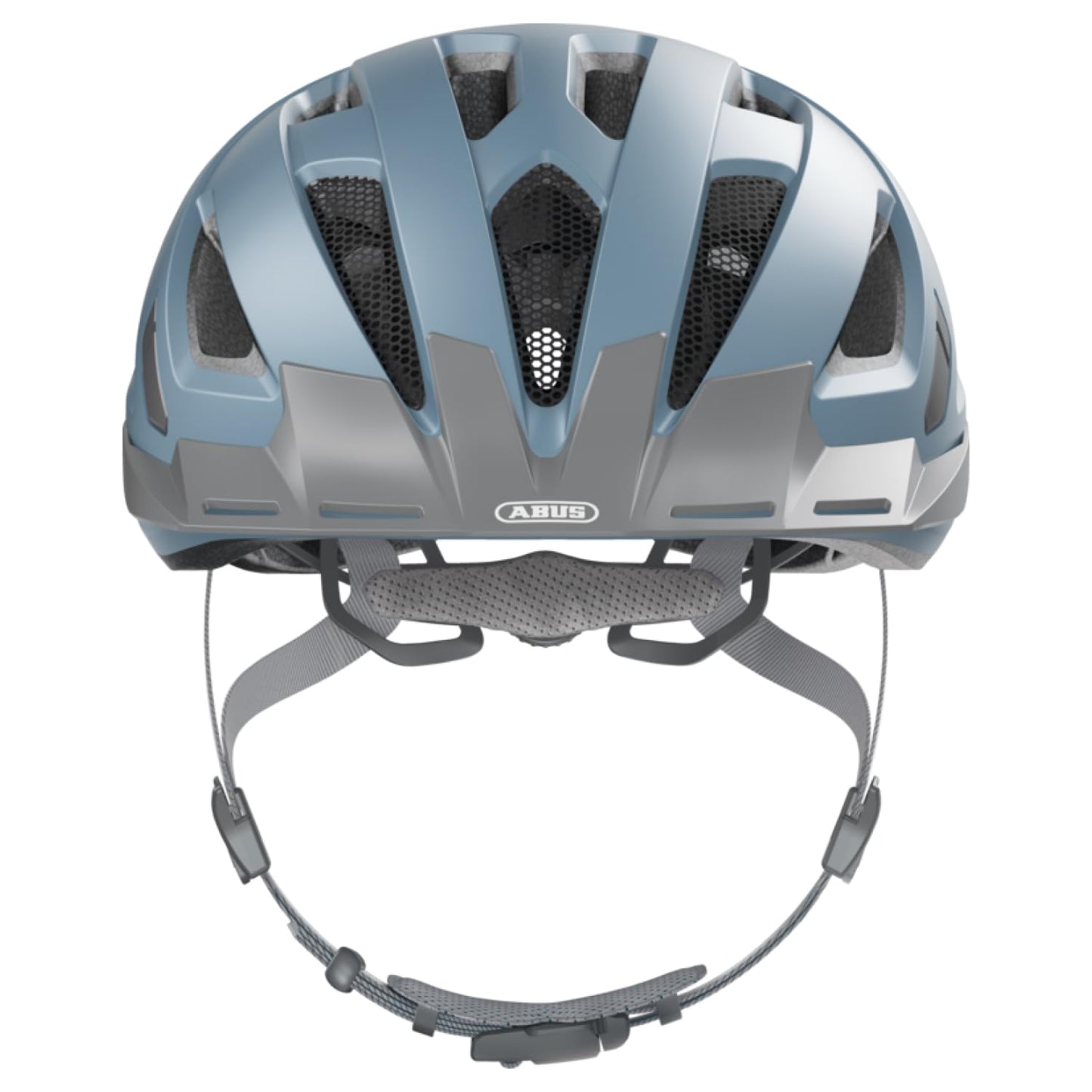 ABUS city helmet Urban-I 3.0 - bicycle helmet with rear light, peak and magnetic fastener - for women and men - light blue, size L - 86896