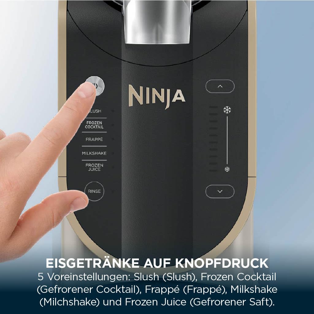 Ninja SLUSHi machine for slush, ice cocktails, frappé, milkshakes & frozen juice, without ice or preparation effort, WhisperChill technology, holds 1.9 L, Stone Gold, FS301EUSTGD