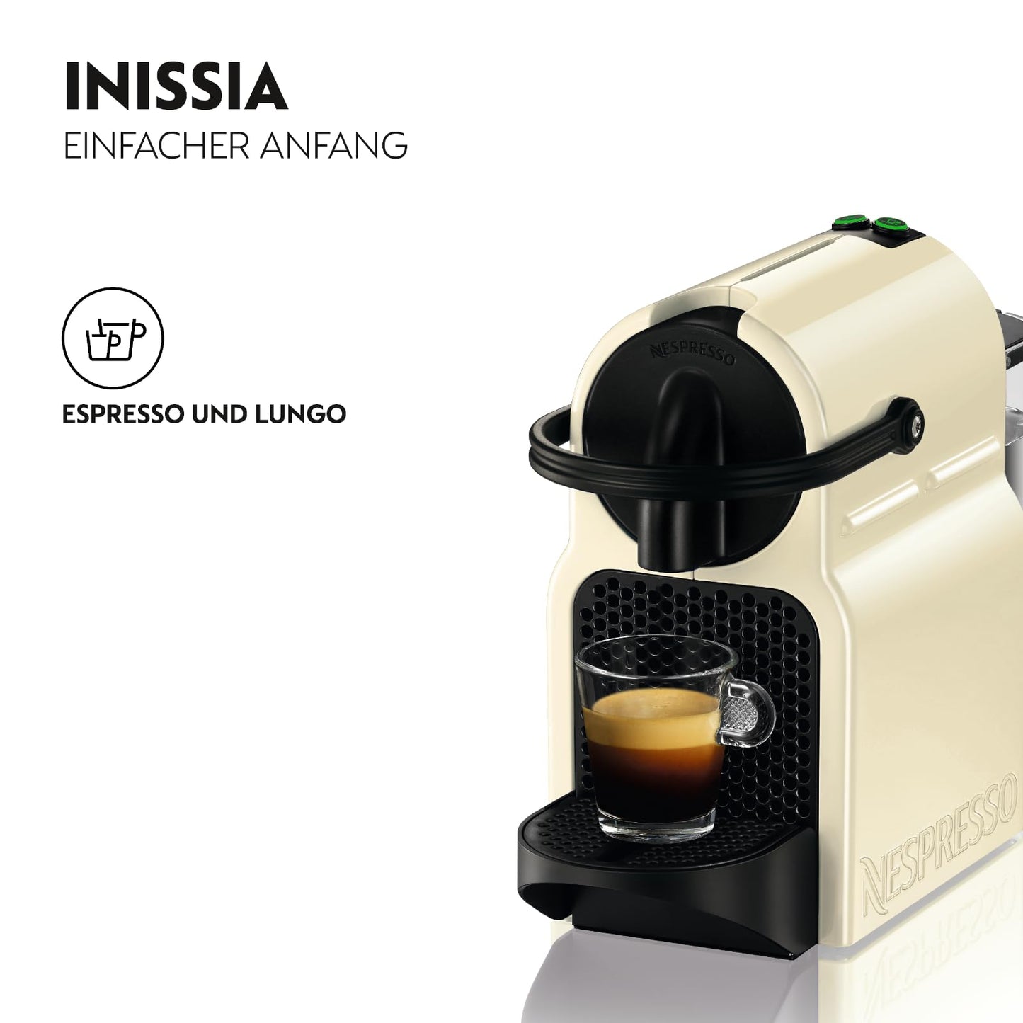 Nespresso De'Longhi EN 80.CW Inissia capsule machine, high pressure pump and energy saving function, automatic power off 9 minutes, cup capacity for espresso and lungo, 0.7 l water tank, vanilla cream