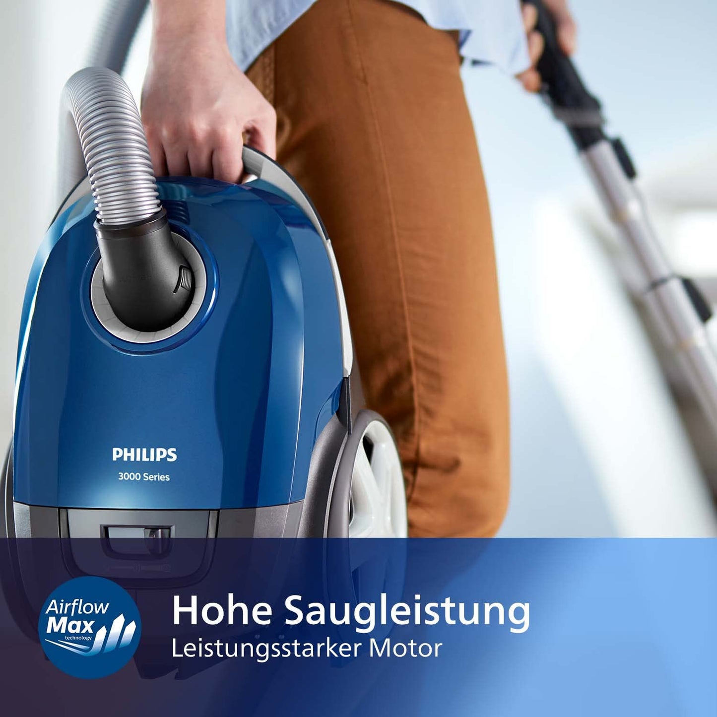 Philips Series 3000 Performer Compact Bagged Vacuum Cleaner - 900W Vacuum Cleaner with Allergy Filter, 9m Range (XD3110/09)