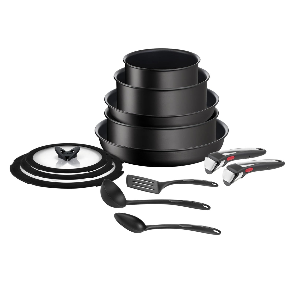 Tefal Ingenio Unlimited 13-piece pot and pan set with removable handle, stackable, space-saving, induction-compatible pans with non-stick coating, easy to use and clean, L39593