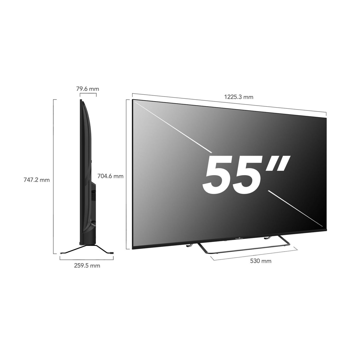 Smart Tech 55QV02K QLED TV 55 inch Smart TV VIDAA - HDR TV with 4K UHD resolution, Bluetooth and triple tuner (2026)