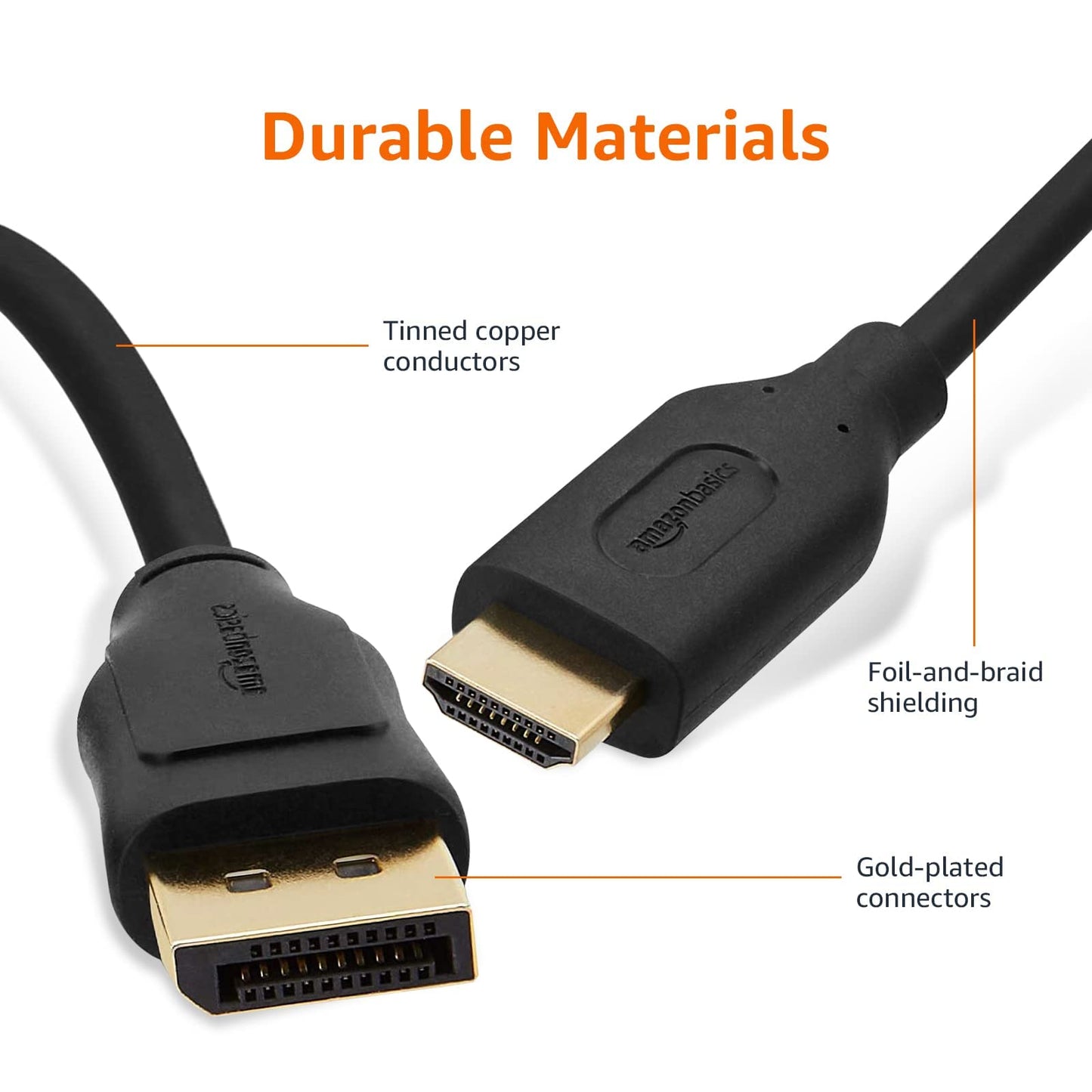 Amazon Basics DisplayPort to HDMI, 1.8 m, Pack of 10, Black (Pack of 2) - DPH12M-6FT-10P