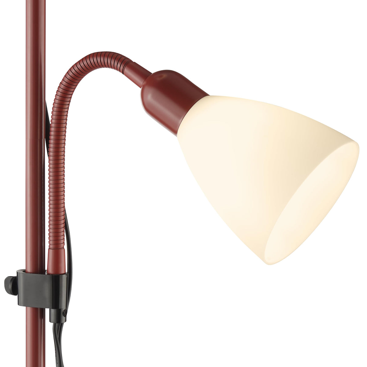 Brilliant Spari Floor Lamp with Reading Light in Red - LED Floor Lamp - 1.8 m Standing Light - Suitable for LED Bulbs (E27 & E14 Socket) - with Adjustable Reading Arm - 93008/01