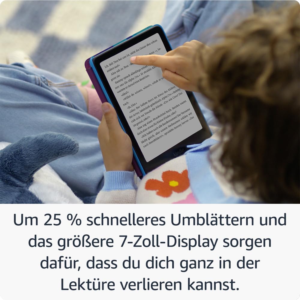Amazon Kindle Paperwhite Kids (latest generation) - Larger, anti-glare 7-inch display - With Kindle, children read on average for more than 45 minutes - 16 GB - Deep sea design - SA568B