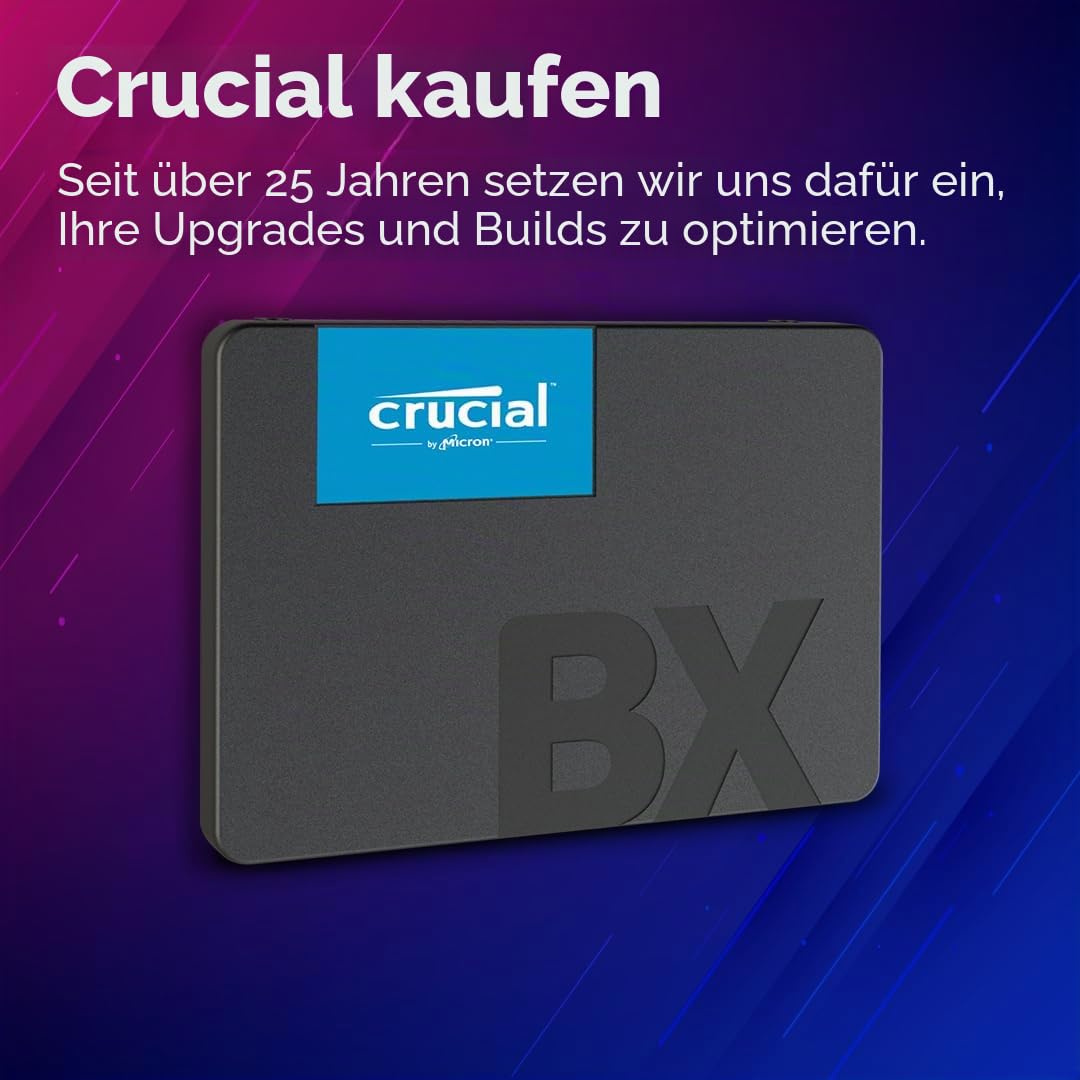 Crucial BX500 SATA SSD 480GB, 2.5" internal hard drive, up to 540 MB/s, compatible with laptop and desktop (PC), 3D NAND, dynamic write acceleration - CT480BX500SSD1