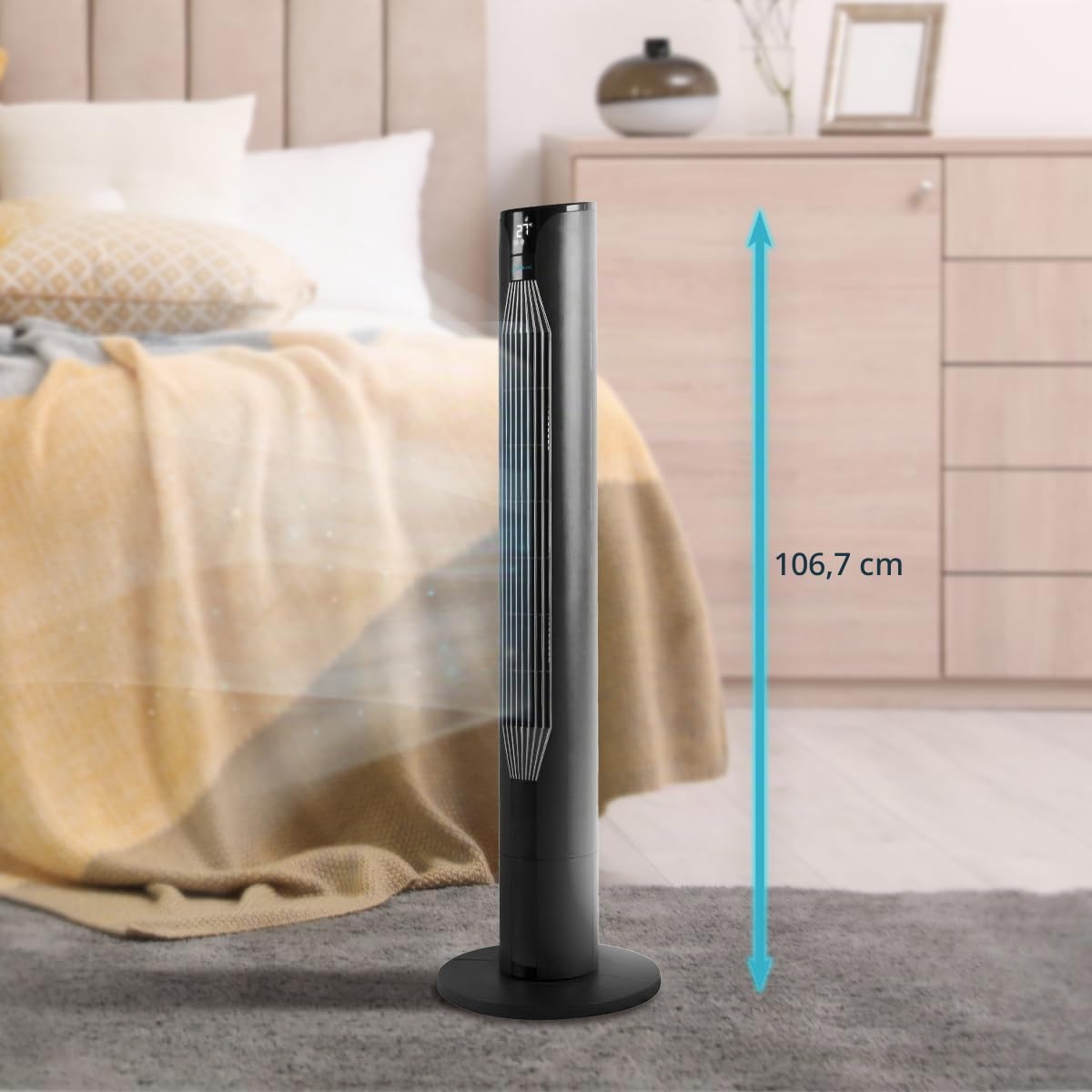 Cecotec tower fans EnergySilence 8150 Skyline, 1 height 42", 55W, remote control, LED screen, 3 speeds, 80º oscillation, black - 08202