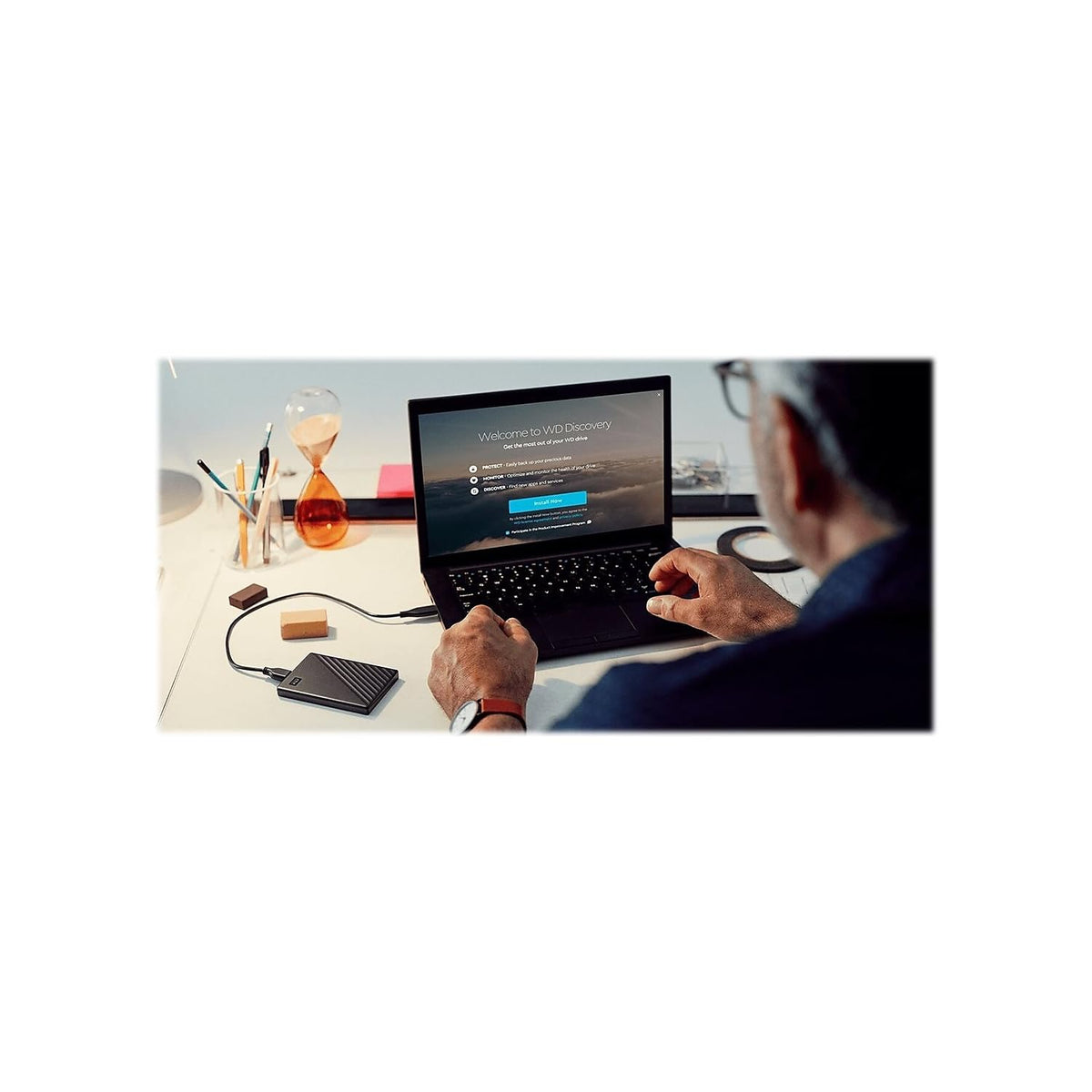 WD My Passport 4 TB Hard Disk Extern Portabil, USB 3.2 Gen 1, Albastru - WDBPKJ0040BBL-WESN