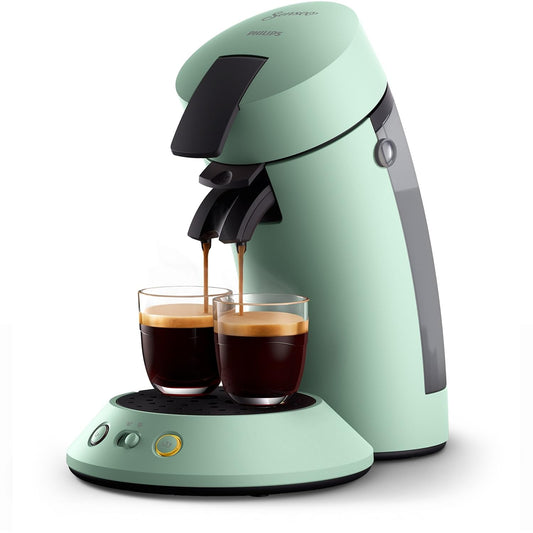 Philips Senseo Original Plus coffee pod machine, coffee strength selection, Coffee Boost technology, recycled plastic, desert green (CSA210/80)