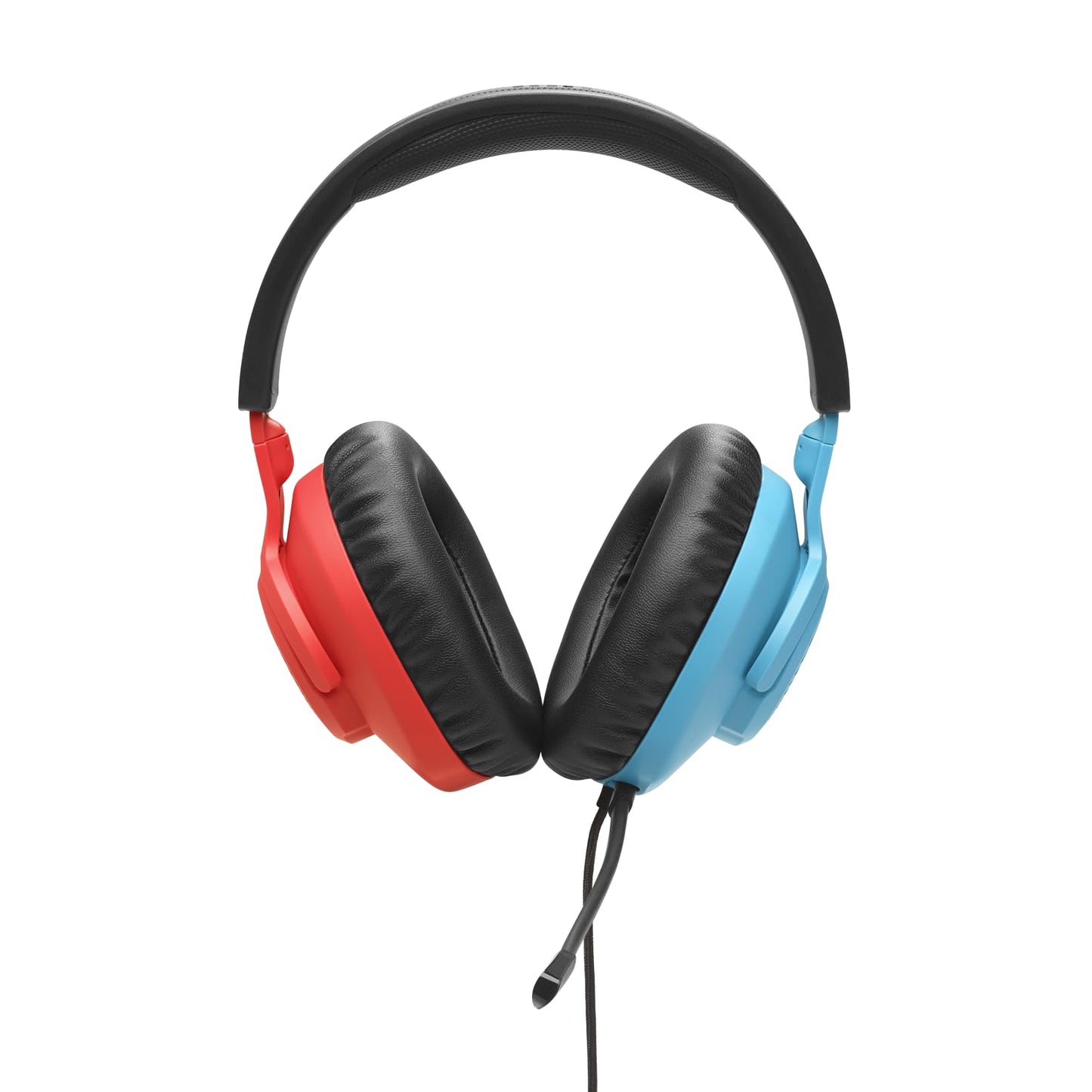 JBL Quantum 100N, wired over-ear gaming headset with detachable microphone, JBL QuantumSOUND Signature, memory foam, multi-platform compatibility and Windows Sonic Spatial Sound, Blue/Red - JBLQTUM100N
