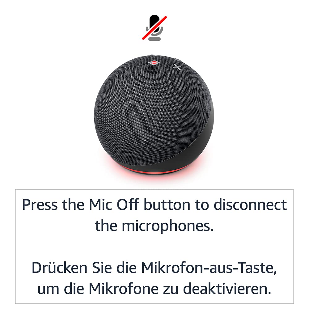 Echo Dot (4. Generation), Internationale Version | Smarter Lautsprecher mit Alexa | Anthrazit - B7W64E