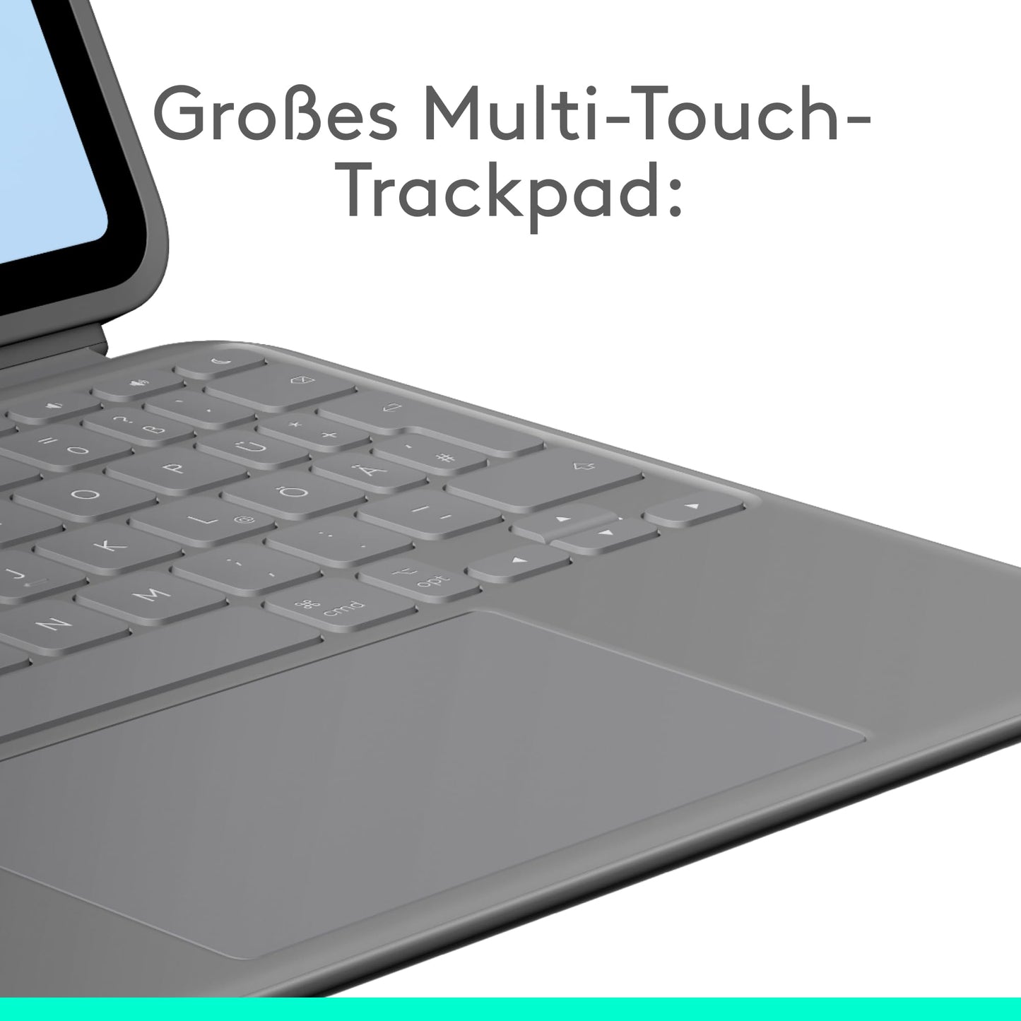 Logitech Combo Touch Keyboard Case for iPad Air 11 inch (M2, M3 and M4), iPad Air (5th Generation) - Detachable Backlit Keyboard and Stand, German QWERTY Layout - Gray - 920-012629