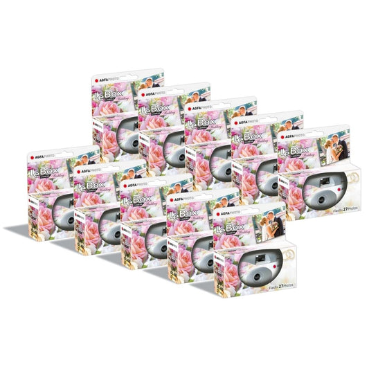 AGFA Photo Pack 10 x 601025 - Appareil Photo Jetable LeBox Wedding, 27 Photos, Objectif Optique 31 mm - Gris - 3760265545513
