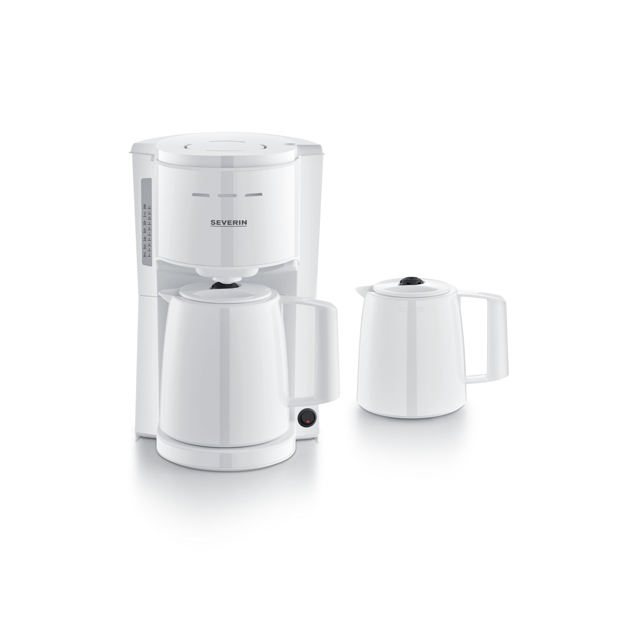 Severin filter coffee machine with 2 thermal jugs, coffee machine with brewing lid, drip-free pouring, long temperature storage, automatic switch-off, 1000 W, approx. 1 liter, white, KA 9309