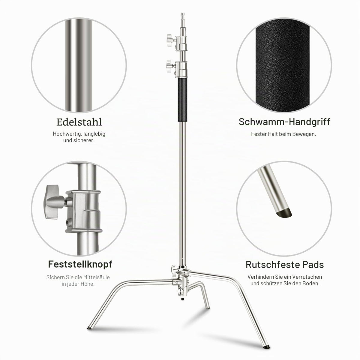 Suport NEEWER C cu braț cu braț Pro 100% oțel inoxidabil, max 10,8 ft/330 cm - SC320AC