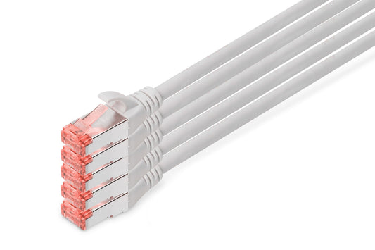 DIGITUS CAT 6 S/FTP patch cable 5 pieces to RJ-45 M 20 m SFTP 6 shielded halogen-free shaped without hook gray pack of 5 - DK-1644-200-5